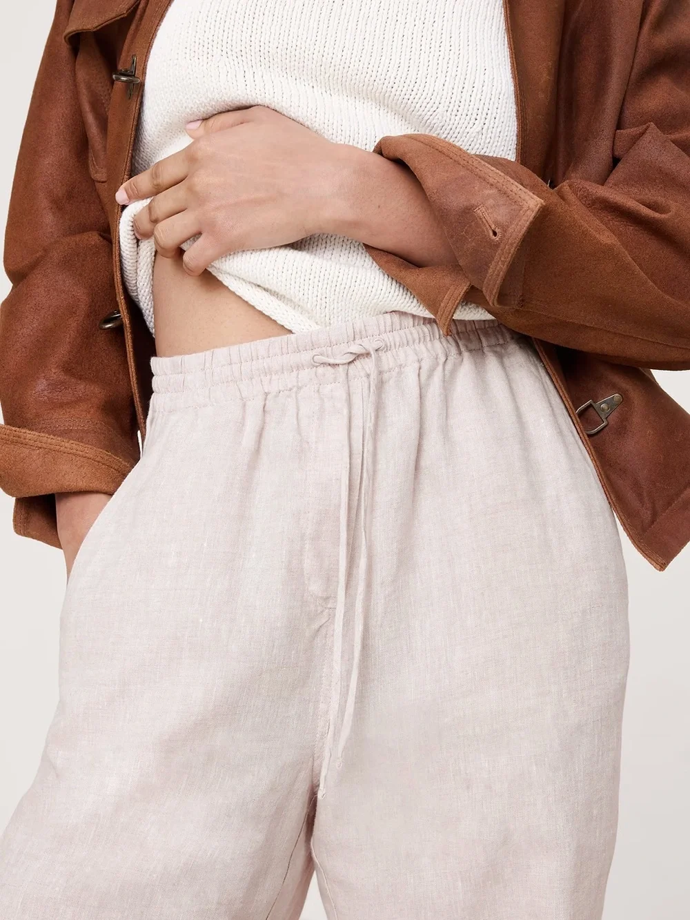 NWT 100% Linen Getaway Straight-leg Pull-on Pant Sz XXS